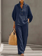 Women’s Casual Shirt and Full-Length Pants Set FitiqueFit