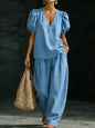 Women’s V-Neck Casual Two Piece Set FitiqueFit