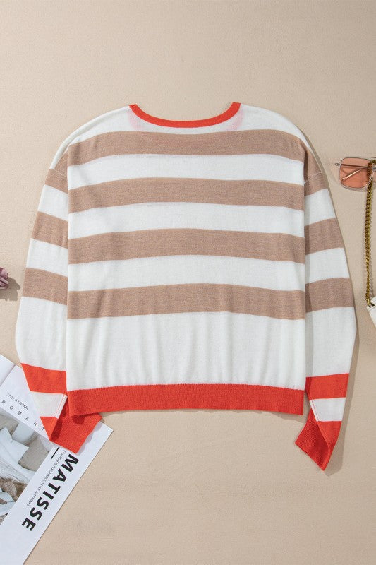 Stripe Colorblock Crewneck Drop Shoulder Sweater Shop Style & More | Fresh Looks, Everyday Deals & Free Shipping