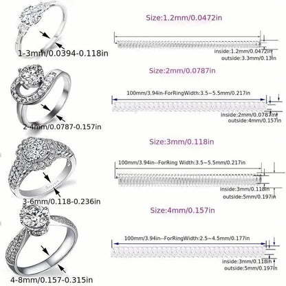 4-Piece Set: Invisible Silicone Ring Size Adjusters – Unisex, Flexible, Minimalist