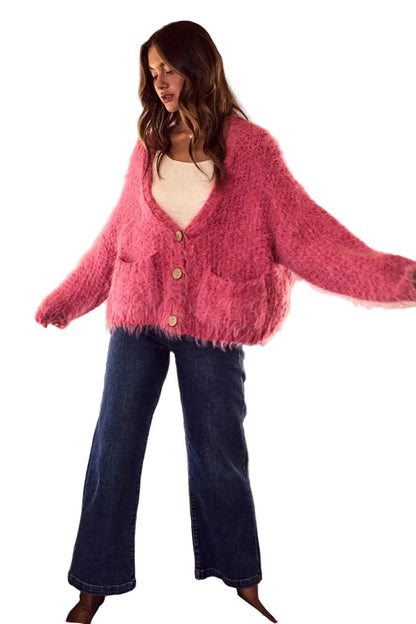 SO ME Soft Touch Hairy Loose Fit Cozy Sweater Cardigan West2East Surf