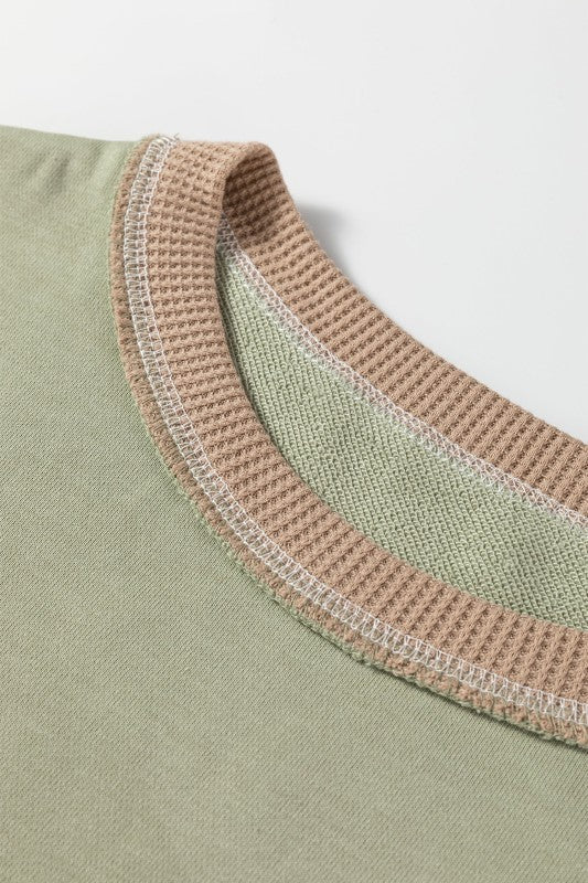 Colorblock Waffle Patchwork Oversize Sweatshirt Shop Style & More | Fresh Looks, Everyday Deals & Free Shipping