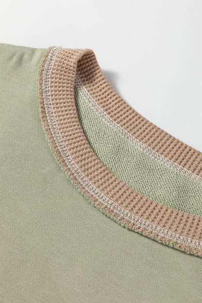 Colorblock Waffle Patchwork Oversize Sweatshirt Shop Style & More | Fresh Looks, Everyday Deals & Free Shipping