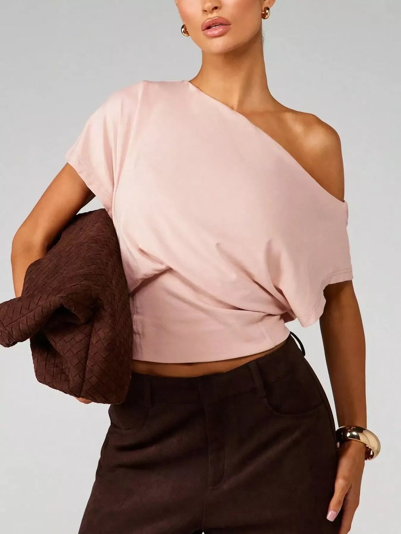 One Shoulder Crop T-Shirt New Era Fashion LLc