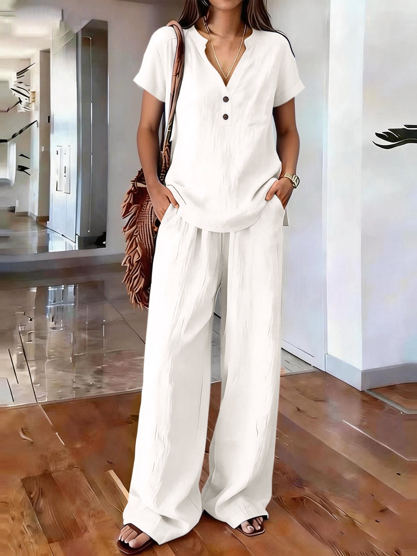 Women’s Casual Solid Color Two Piece Set FitiqueFit