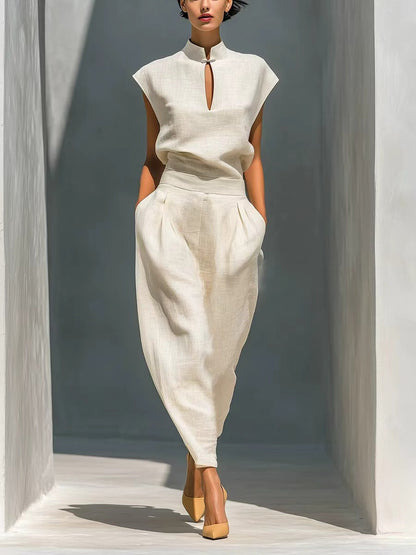 Women's Chinese-Style Satin Short-Sleeve Top & Pants Set FitiqueFit