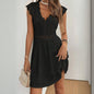 Women’s V‑Neck Short‑Sleeve Dress with Lace Trim FitiqueFit