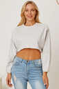 Round Neck Dropped Shoulder Cropped Sweatshirt New Era Fashion LLc