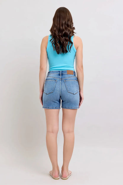 Judy Blue Full Size 2 Button Denim Shorts with Pockets Plus Size New Era Fashion LLc