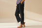 Cropped Pants With Decorative Buttons Along the Side Seams FitiqueFit