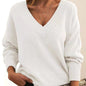 Women’s V-Neck Drop Shoulder Sweater | Casual Long Sleeve Pullover FitiqueFit