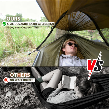 [3-in-1 Hammock] GEERTOP 3-in-1 Outdoor Hammock | Double Sleep Rest Camping Hammock with Mosquito Net Sun Shelter for Backpacking Travel Garden Park NovaCart