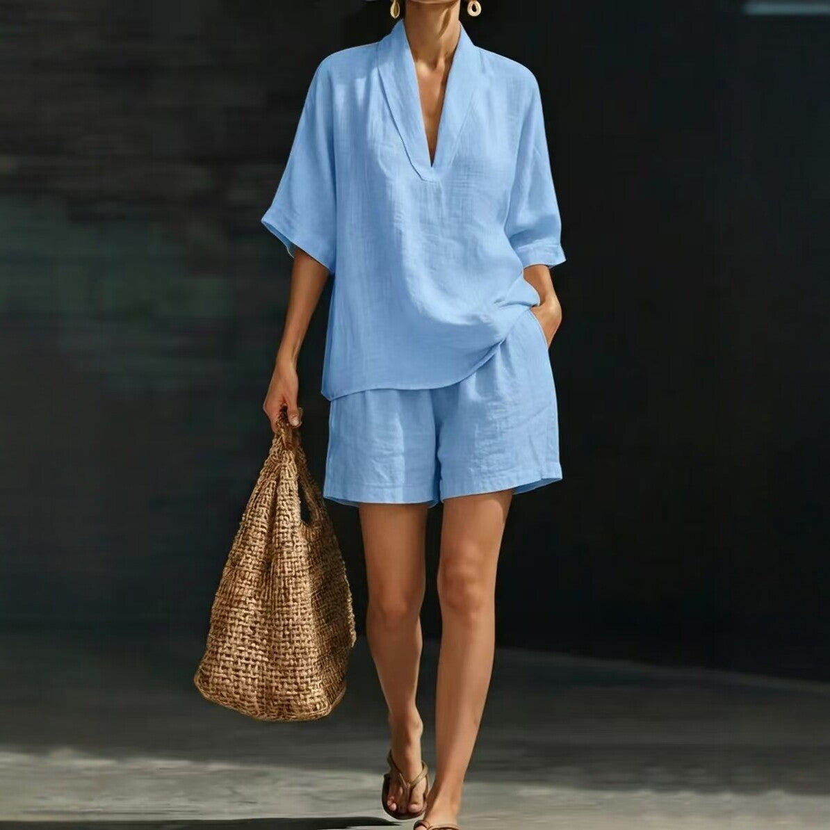 Women's Loose Batwing Sleeve Two-Piece Set – Casual Summer Beach Outfit FitiqueFit