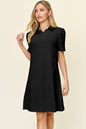 Double Take Full Size Texture Collared Neck Short Sleeve Dress West2East Surf