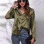 Hot Style In-Kind Shooting Satin Shirt Women'S Satin Imitation Long-Sleeved Shirt New European And American Cross-Border Women'S Clothing NovaCart