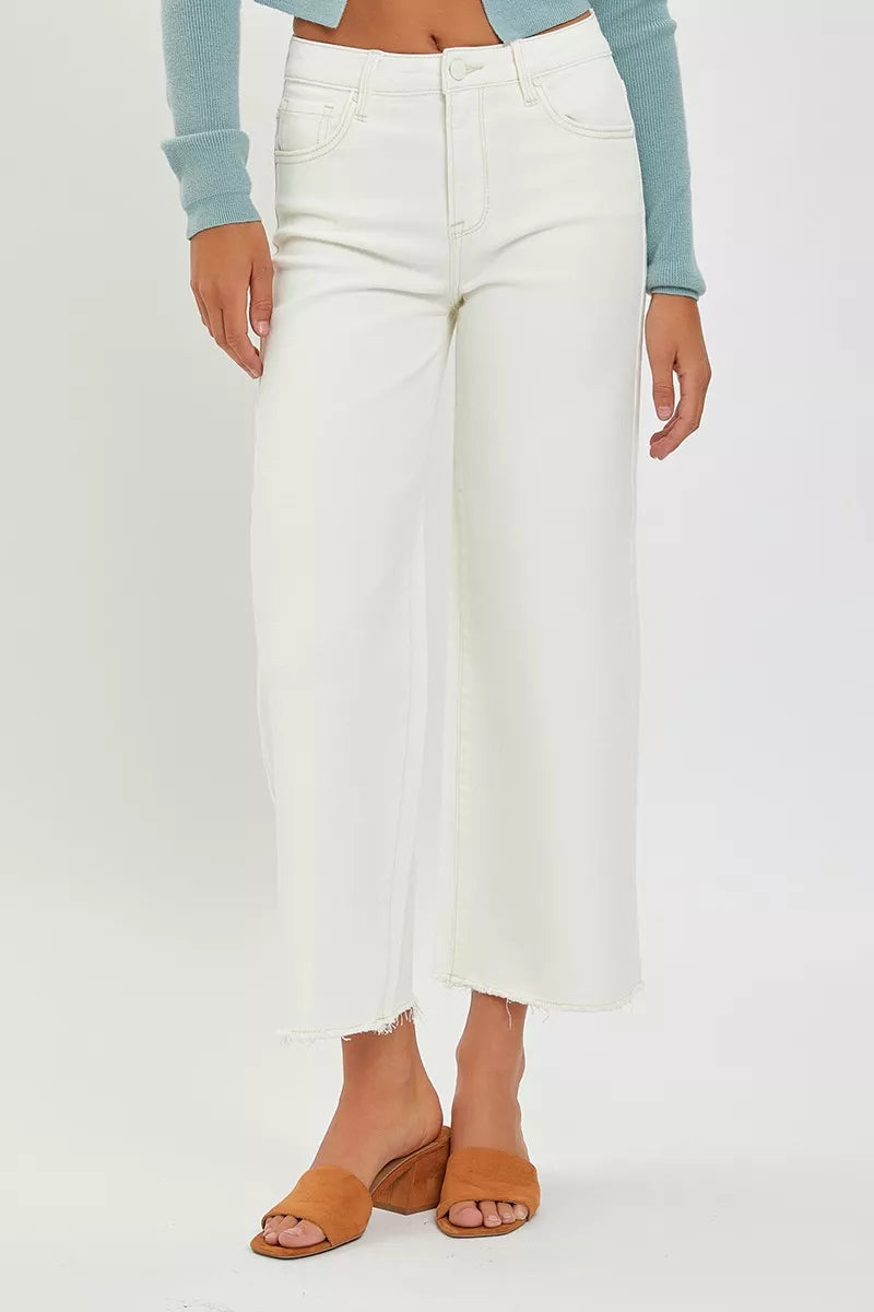 RISEN Tummy Control High Rise Crop Wide Jeans West2East Surf