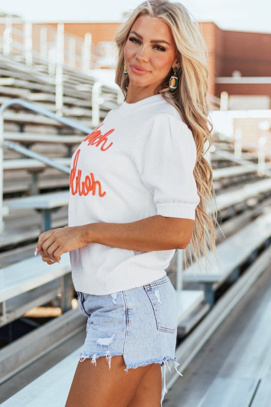 Touchdown Tinsel Puff Sleeve Crewneck Sweater Shop Style & More | Fresh Looks, Everyday Deals & Free Shipping