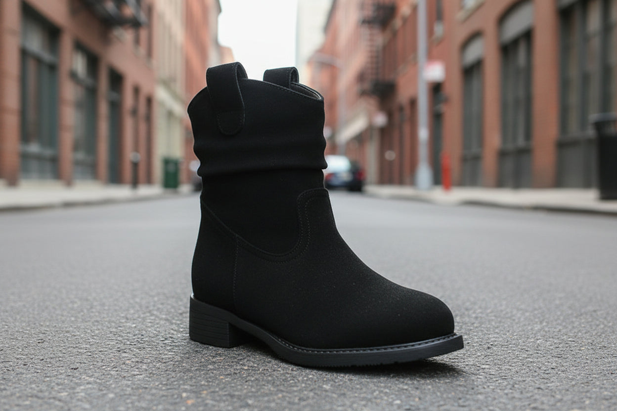 Women’s Suede Chunky Heel Slimming Ankle Boots FitiqueFit