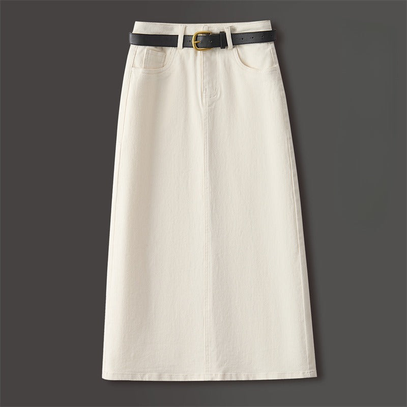 Brown A- Line Straight Skirt Retro Slit Hip Skirt Grayceful LLC