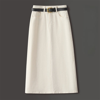 Brown A- Line Straight Skirt Retro Slit Hip Skirt Grayceful LLC