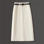 Brown A- Line Straight Skirt Retro Slit Hip Skirt Grayceful LLC