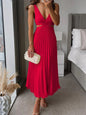 Ins Suspender Pleated Long Dress With Hollow-waisted Design Fashion V-neck Backless Dresses Summer Women's Clothing Grayceful LLC