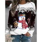 Snowman Printed Panel Loose Sweater – Casual Holiday Knit for Women FitiqueFit