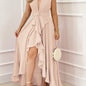 Deep V Neck Sexy Fit and Flare Dress | Sleeveless, Asymmetrical Detail, Solid Color, Summer Collection by CHICME NovaCart