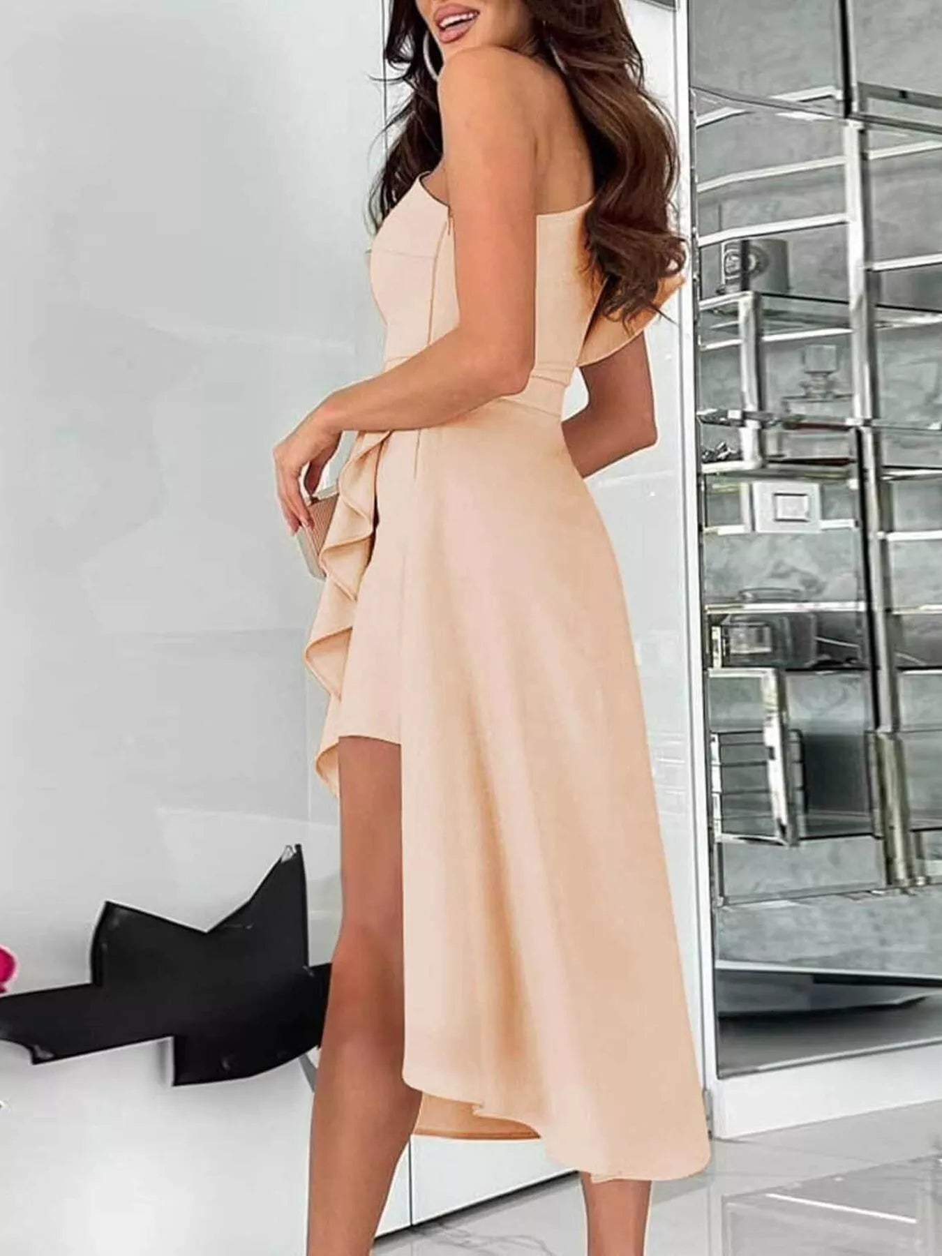 One-Shoulder Ruffle High-Low Dress New Era Fashion LLc
