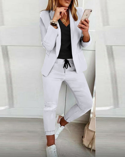 Lapel Blazer & Drawstring Trousers OL Suit – 12 Colors XS–3XL FitiqueFit