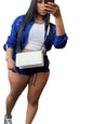 Zippered Contrast-Color Webbing Shorts Womens Two-Piece Set New Era Fashion LLc