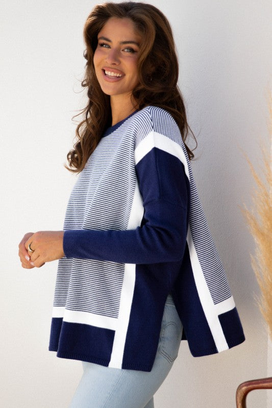 Stripe Colorblock Patchwork Dolman Sleeve Sweater Shop Style & More | Fresh Looks, Everyday Deals & Free Shipping