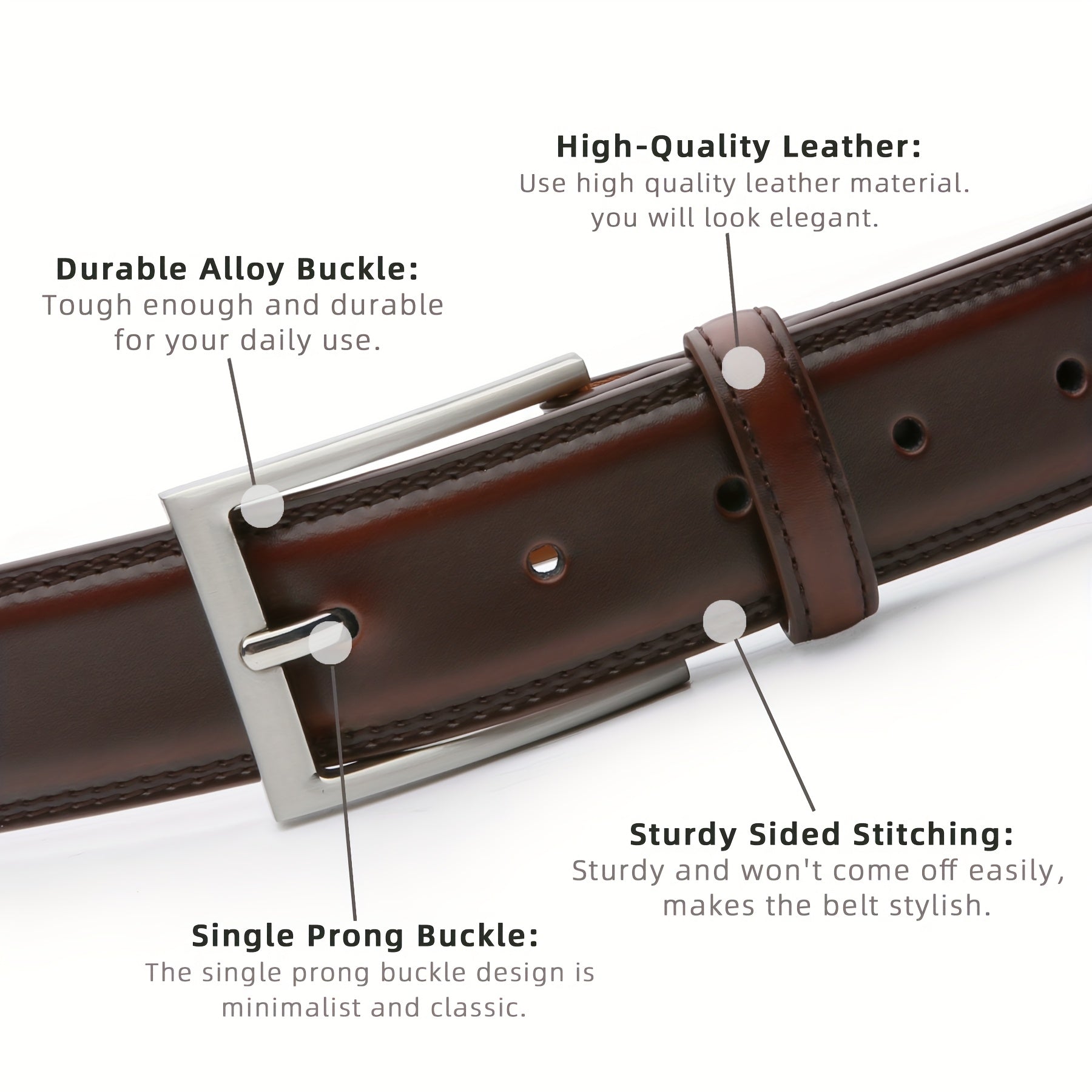 Men's Leather Belt, Fashion & Classic Casual Belt with Single Prong Buckle for Jeans, Pants, Work And Business, Gift for Dad & Husband NovaCart