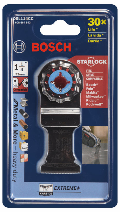 BOSCH OSL114CC 1-1/4 In. Starlock® Oscillating Multi-Tool Curved-Tec Carbide Extreme Plunge Blade VM Hardware