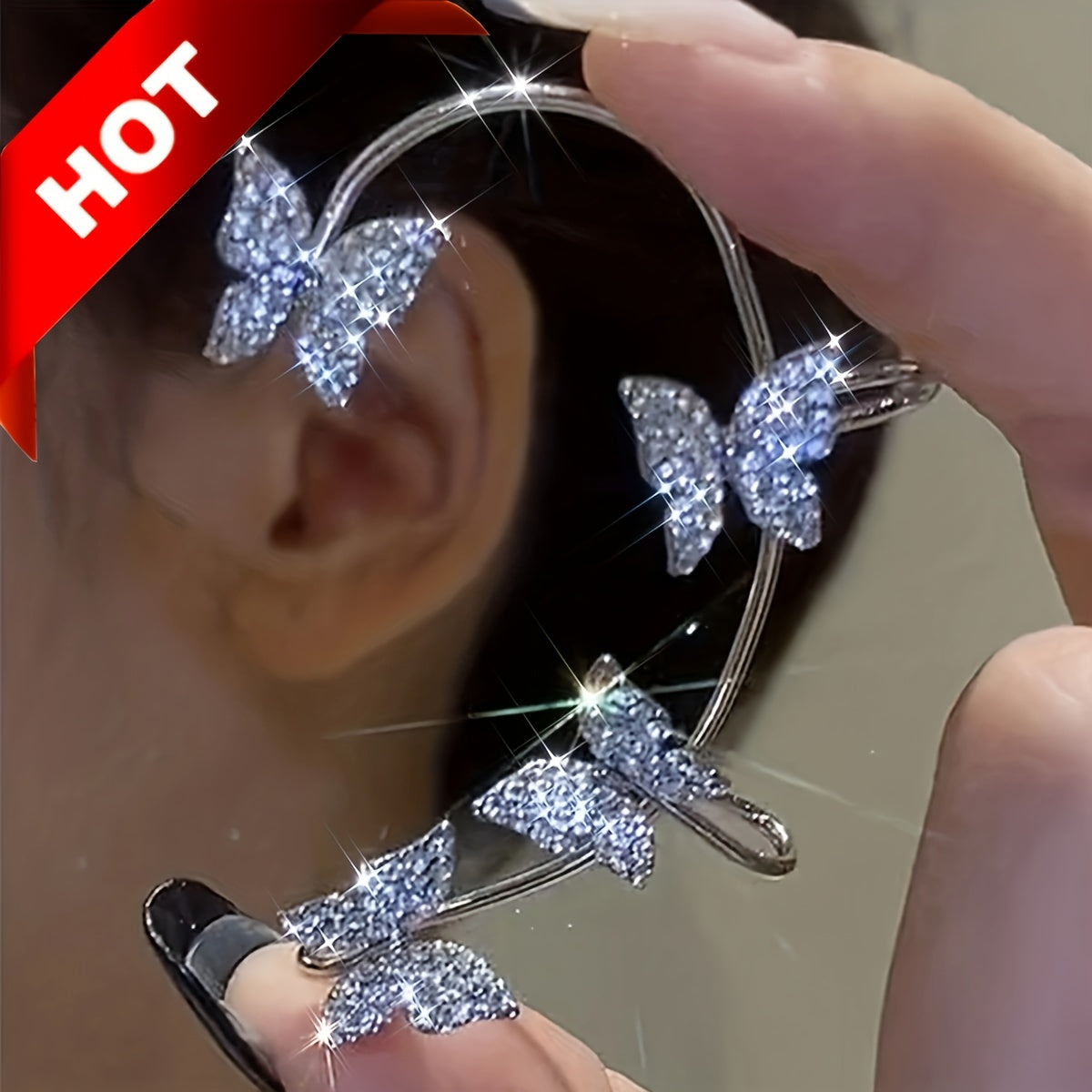 French-style Golden Sparkling Butterfly Luxury Butterfly Earrings NovaCart