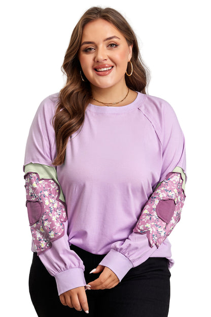 Phalaenopsis Flower Patch Colorblock Plus Size Pullover Top Garden Naked Curves