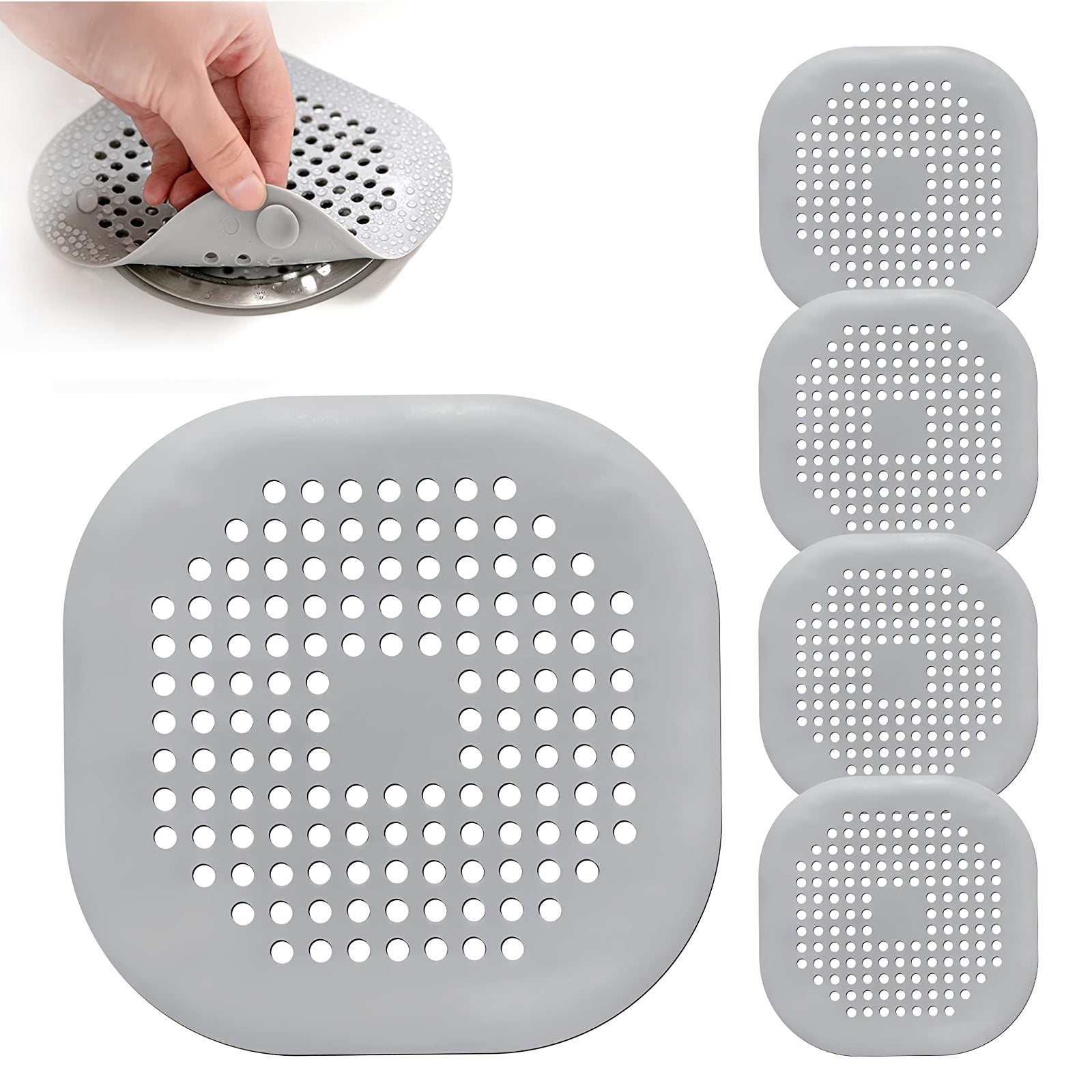 5pcs/3pcs/1pc Silicone Hair Filter | Bathtub and Shower Floor Drain Plug, Kitchen Deodorant Plug, Anti-Clogging Sink Filter NovaCart