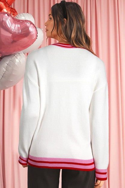 Christmas Stripe Trim Bow Crewneck Sweater Shop Style & More | Fresh Looks, Everyday Deals & Free Shipping