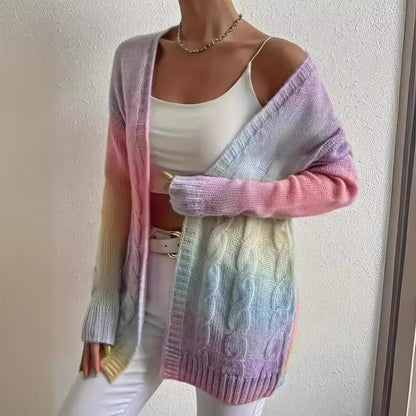 Plus Size Women's Knitted Gradient Trend Fashion Cardigan See size chart under “more details” The Fashion Celestial