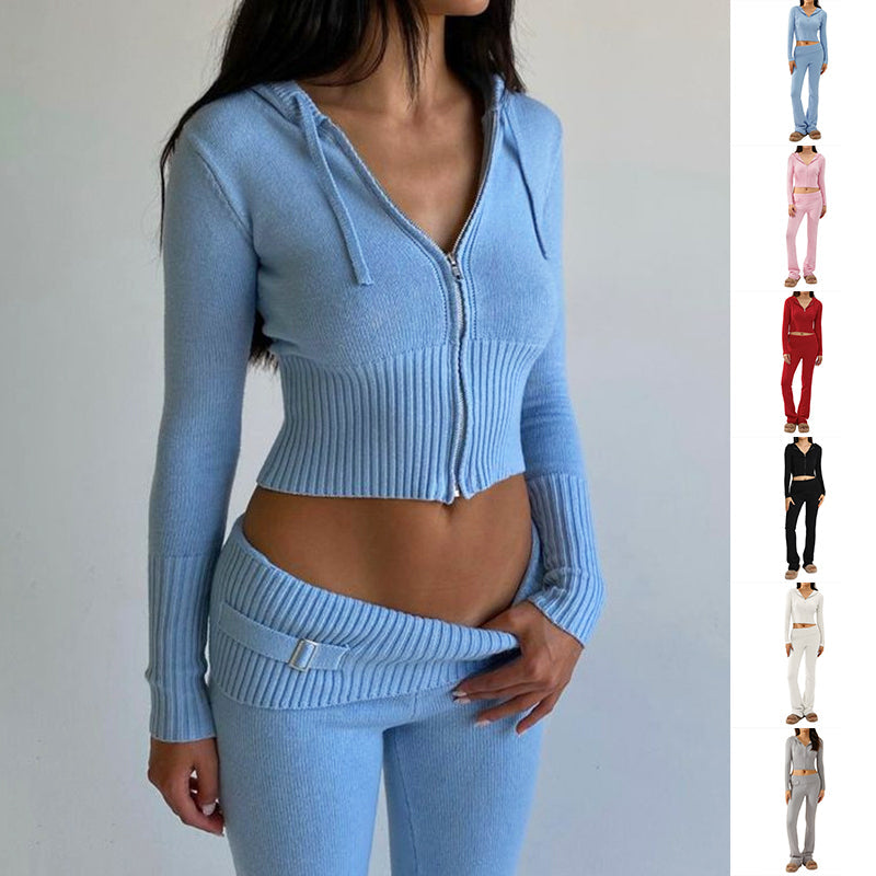 Long Sleeve Sweater And High Waist Long Pants Set FitiqueFit