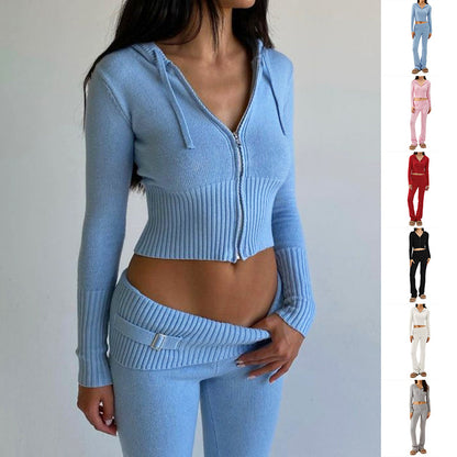 Long Sleeve Sweater And High Waist Long Pants Set FitiqueFit