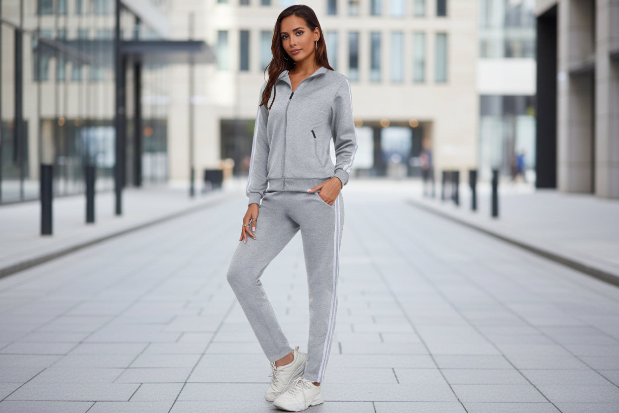 Women’s Fashionable Printed Sports Long-Sleeve Hoodie Set FitiqueFit