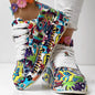 Round-Toe Thick-Sole Lace-Up Sneakers — Women’s Casual Print Shoes FitiqueFit