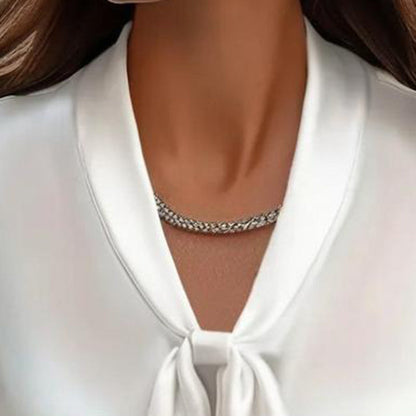 Elegant Satin Ribbon Blouse — Long Sleeve Button-Down Work Shirt FitiqueFit
