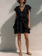 Women's V-Neck Ruffle Sleeve Casual Loose Dress FitiqueFit