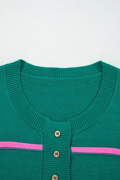 Plus Size Stripe Half Button Drop Shoulder Sweater Shop Style & More | Fresh Looks, Everyday Deals & Free Shipping