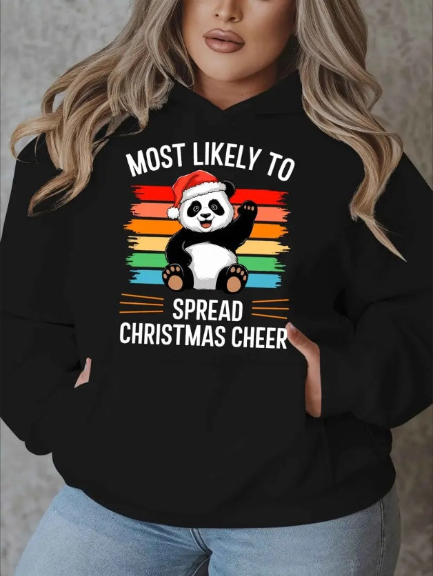 Plus Size Christmas Panda Hoodie FitiqueFit
