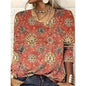 Women's Geometric Print Long Sleeve Loose Casual Tee FitiqueFit