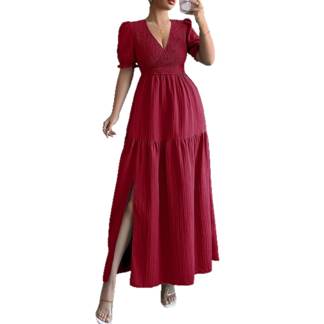 Deep V High Sense Dress Women's Clothing Grayceful LLC