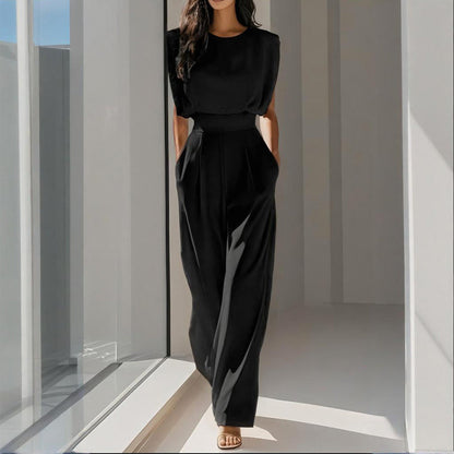 Women’s wide-leg short sleeve jumpsuit FitiqueFit